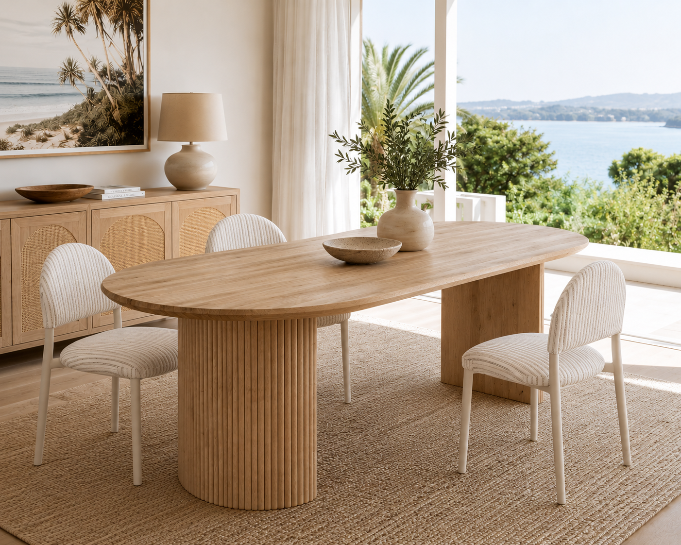 Essentials Collection - Natural Dining Table with Ceramic Top