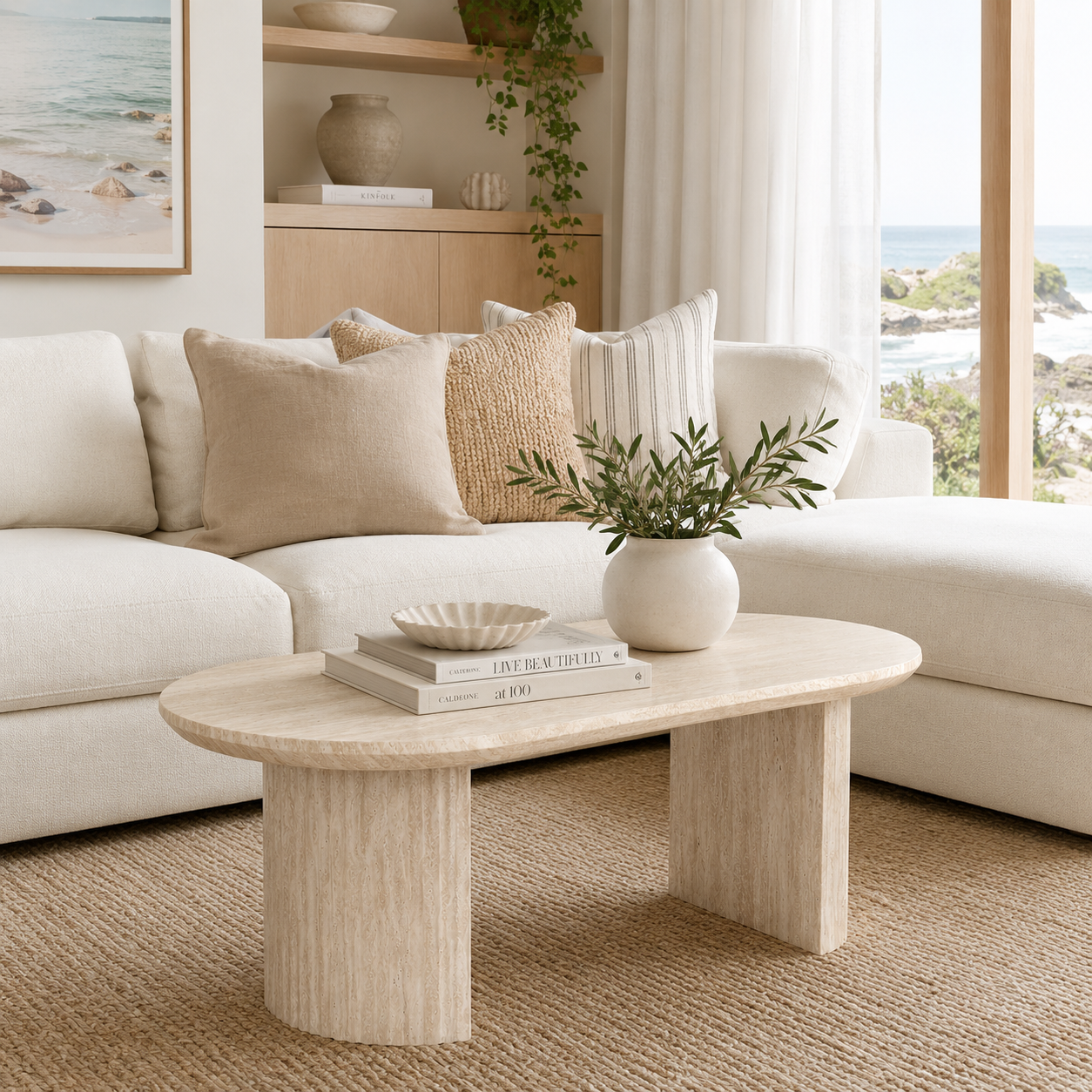 Essentials Collection - Travertine Style Coffee Table