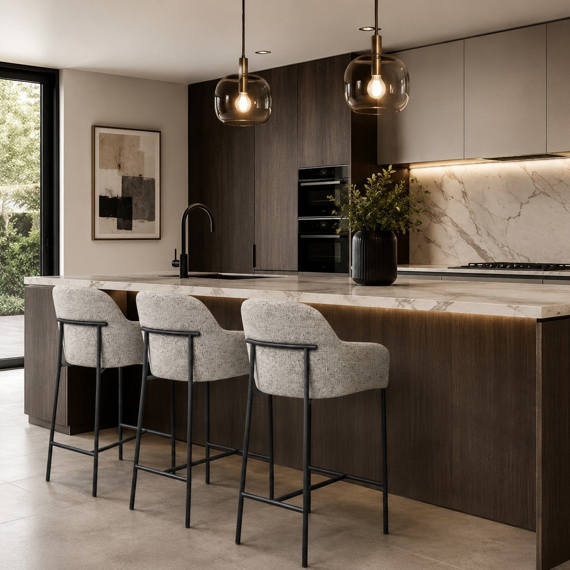 Bar Stool - Matte Black, Salt & Pepper | Lauren - Loom & Living