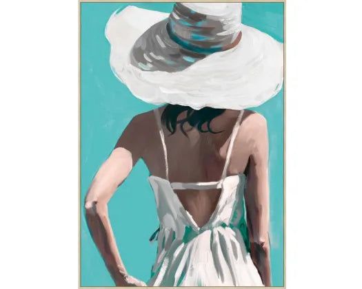 SUN HAT TEXTURED CANVAS ART - NATURAL 143X103CM