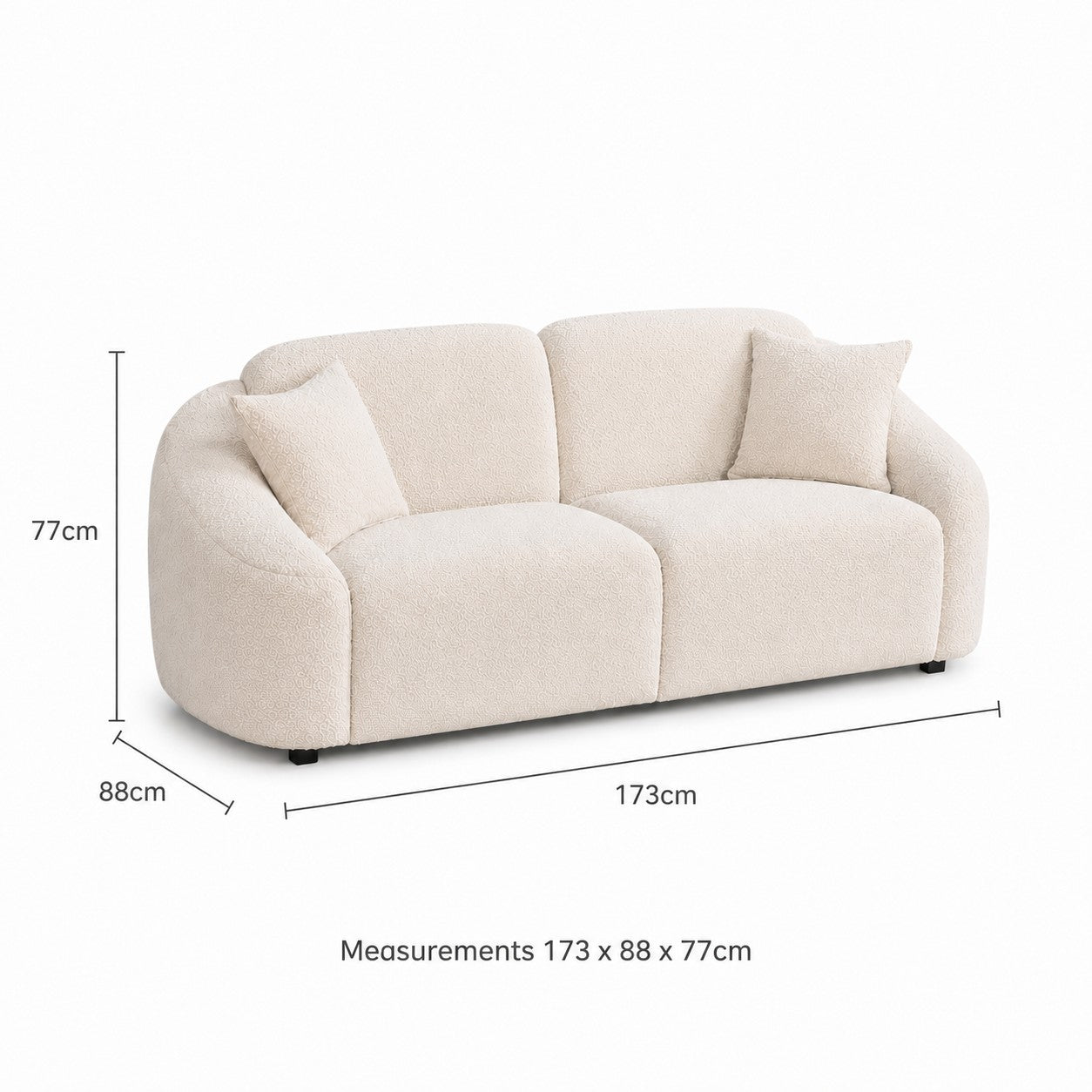 Mandy Boucle - 2 Seat Sofa Lounge - Ivory
