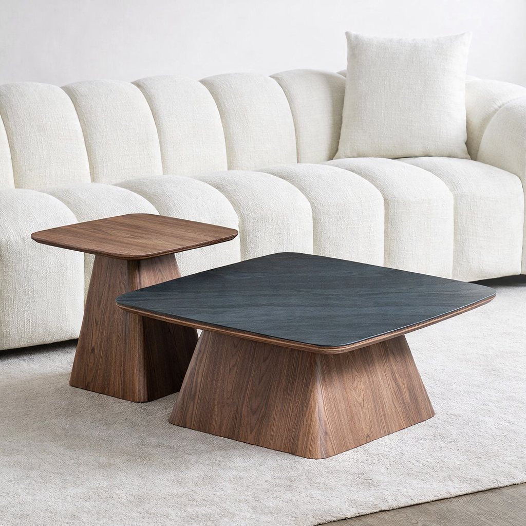 Ludwig Collection - Duo Ceramic Coffee Table Set - Walnut