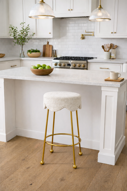 Annabelle gold Kitchen Stool - White Cloud