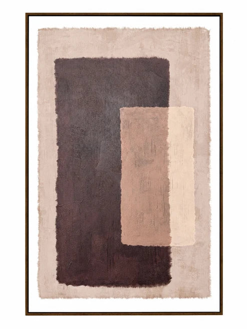 Abode Chocolate- Textured Framed Canvas Wall Art - 80 x 120cm