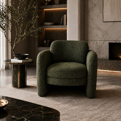 Loom & Living - MUNSON Accent Chair - Munson Textured Fabric Accent Chair - Olive