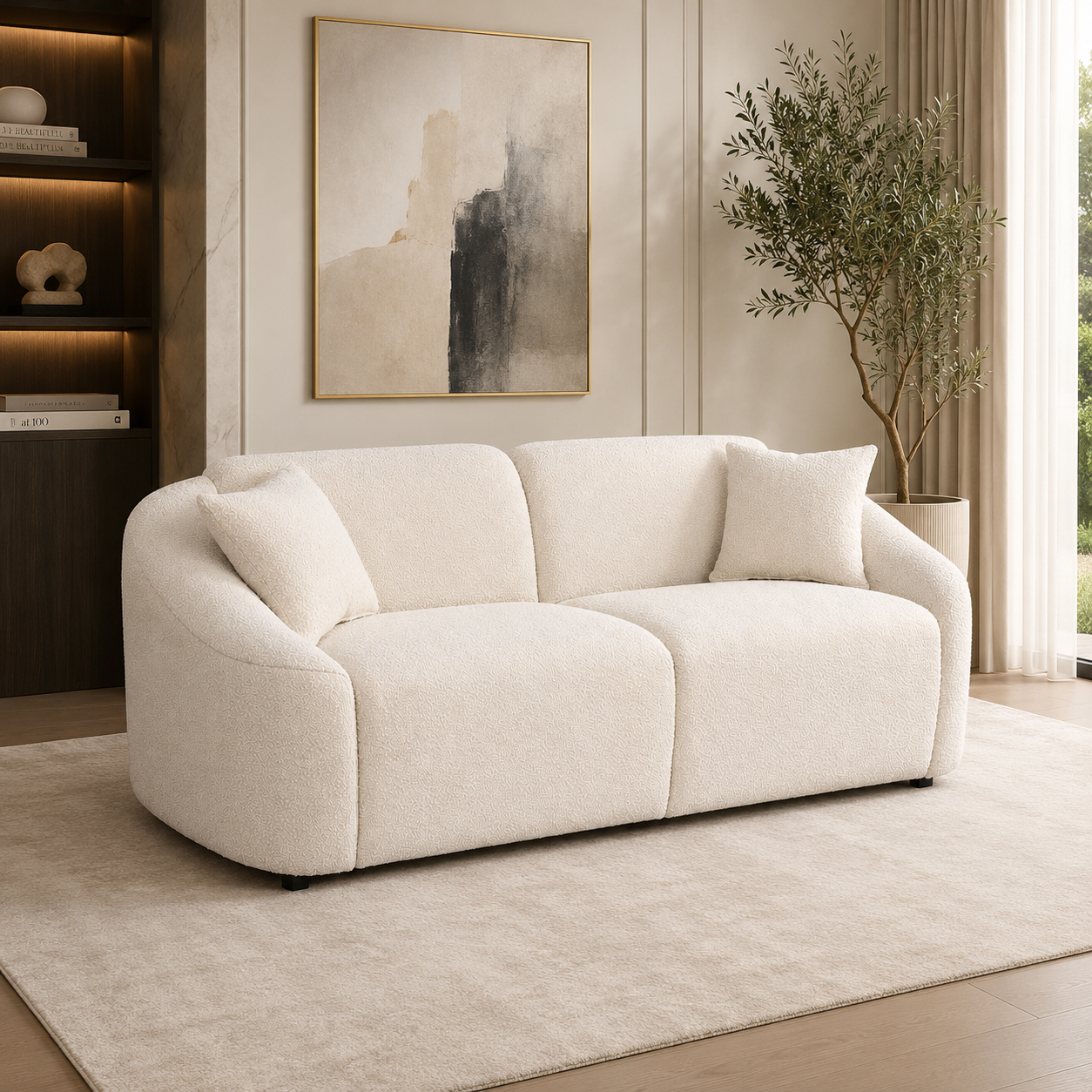 Mandy Boucle - 2 Seat Sofa Lounge - Ivory