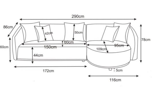 Janson Sofa Lounge with Curved Chase - Left Facing
