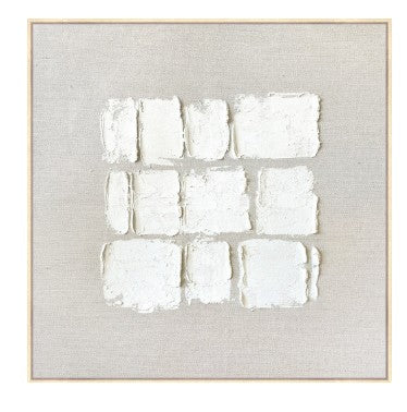 Linen Natural Cubes - Heavily Textured Framed Canvas 80cm