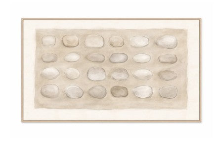 Calm Stones Medium - Framed Printed Canvas - Light Natural Frame - 80 x 160cm