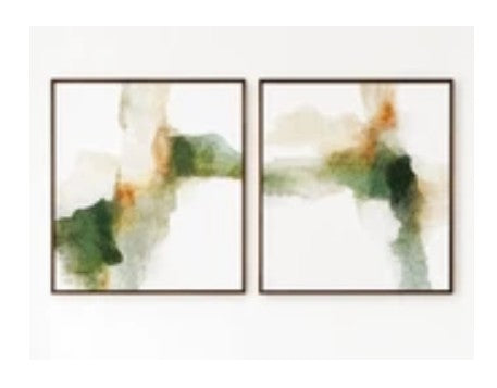 Grounded Flow - Duo Framed Canvas in Natural Oak - 80 x 80cm