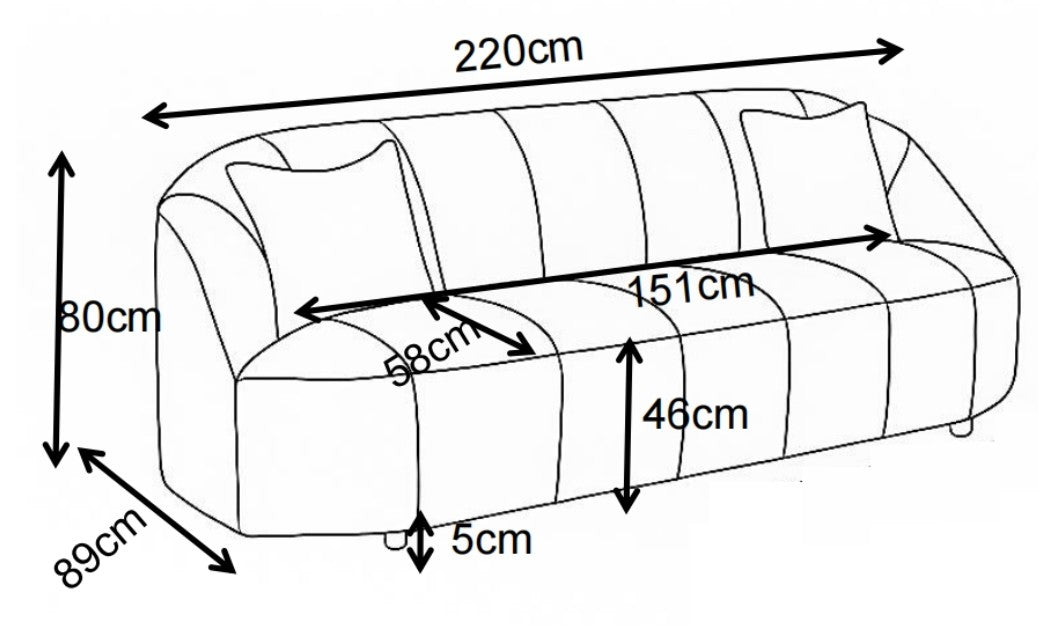Loom & Living Bondi Kiss 3 Seat Sofa Lounge