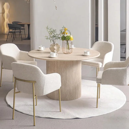Travertine Style Round Dining Table