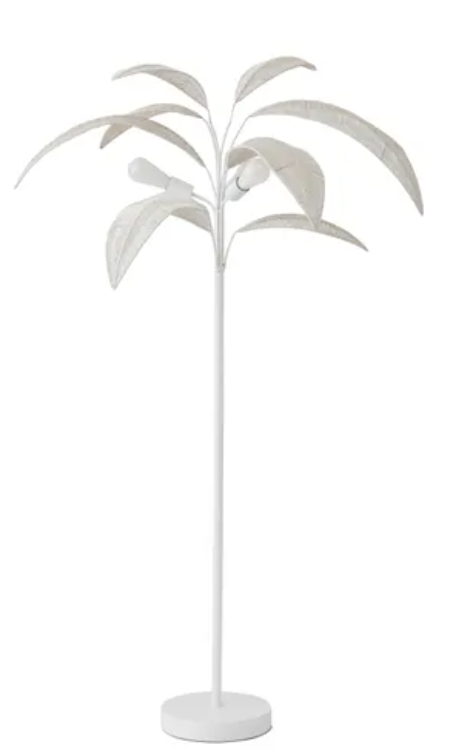 Palm Rattan Floor Lamp 107x165cm White
