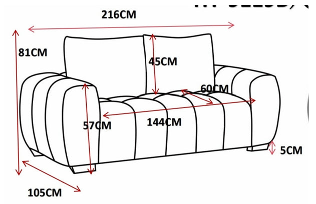 Sophia 3 Seater Sofa - Charcoal #21