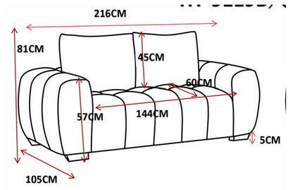 Sophia 3 Seater Sofa - Charcoal #21