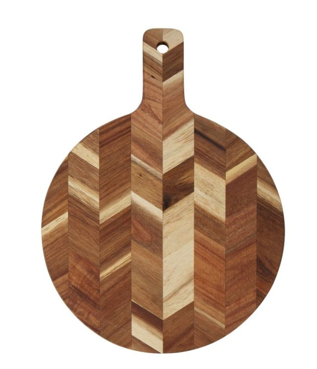 DAVIS & WADDELL HERRINGBONE ACACIA CUTTING BOARD ROUND NATURAL