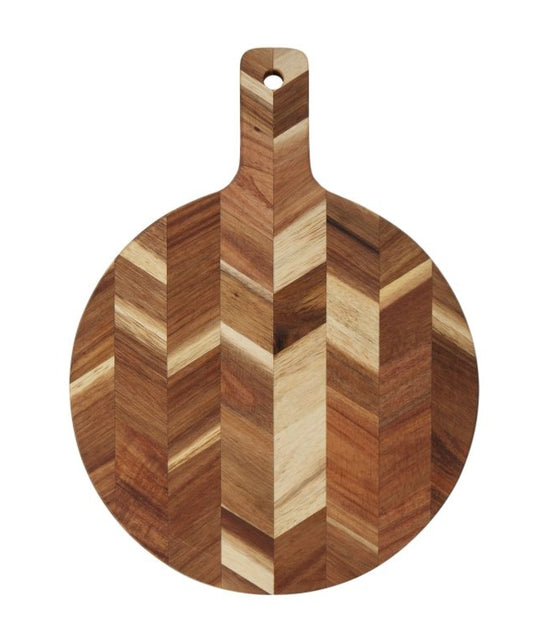 DAVIS & WADDELL HERRINGBONE ACACIA CUTTING BOARD ROUND NATURAL